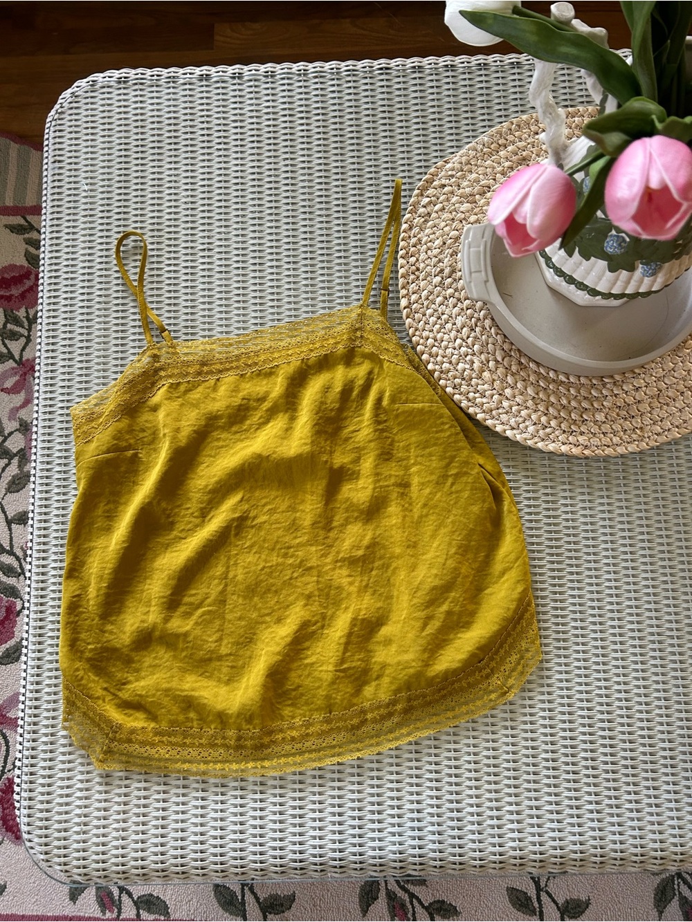 Abercrombie & Fitch Mustard Yellow Lace-Trim Camisole